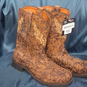 Justin Boots | Tony Lama Men’s 9D Western Boots | Antique Brown Textured Leather